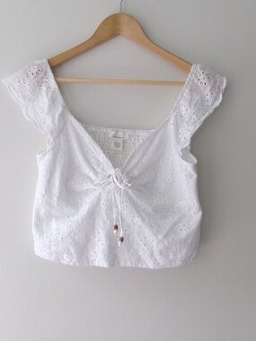 URBAN ROMANTICS Eyelet Top Peasant Festival Boho Cottagecore Large